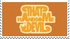 A stamp with the band name That Handsome Devil on it.