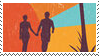 A stamp with the album cover Your Parents are sellouts cropped to show the two people in the background.